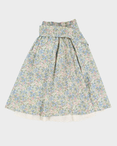 Vintage 1990s Blue Floral Prairie Skirt - S