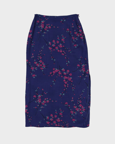 Y2K Blue Floral Maxi Skirt- S