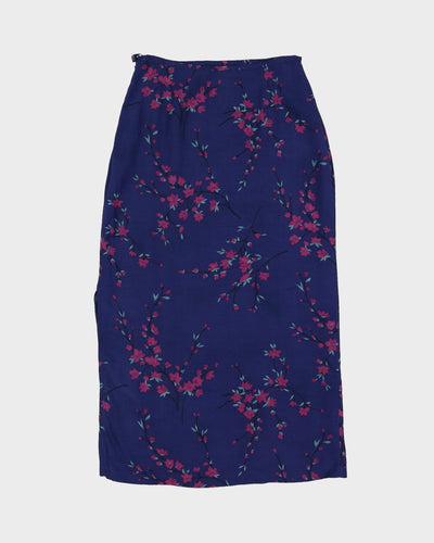 Y2K Blue Floral Maxi Skirt- S