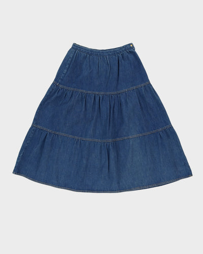 Vintage 1970s Denim Prairie Skirt- S