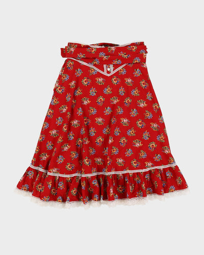 Vintage 1990s Red Patterned Prairie Skirt - S