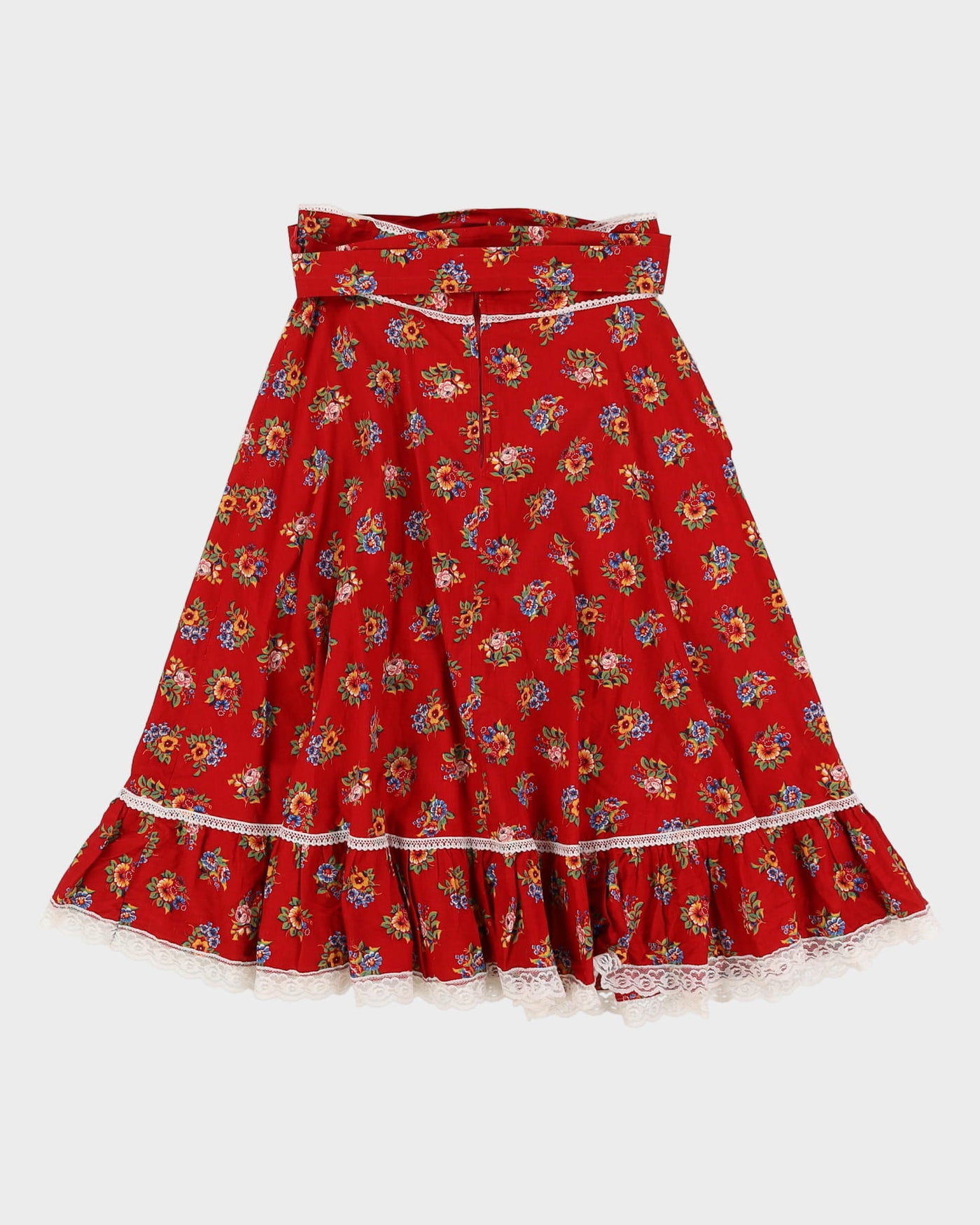 Vintage 1990s Red Patterned Prairie Skirt - S