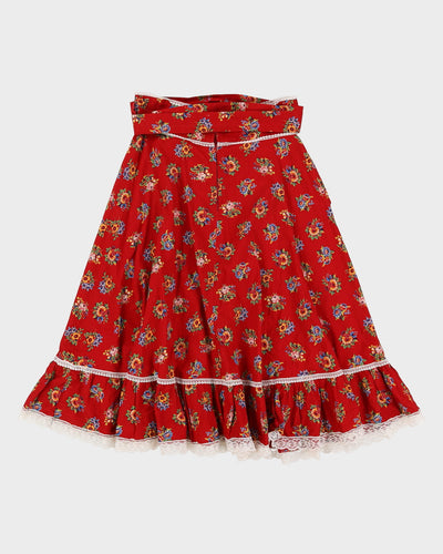 Vintage 1990s Red Patterned Prairie Skirt - S