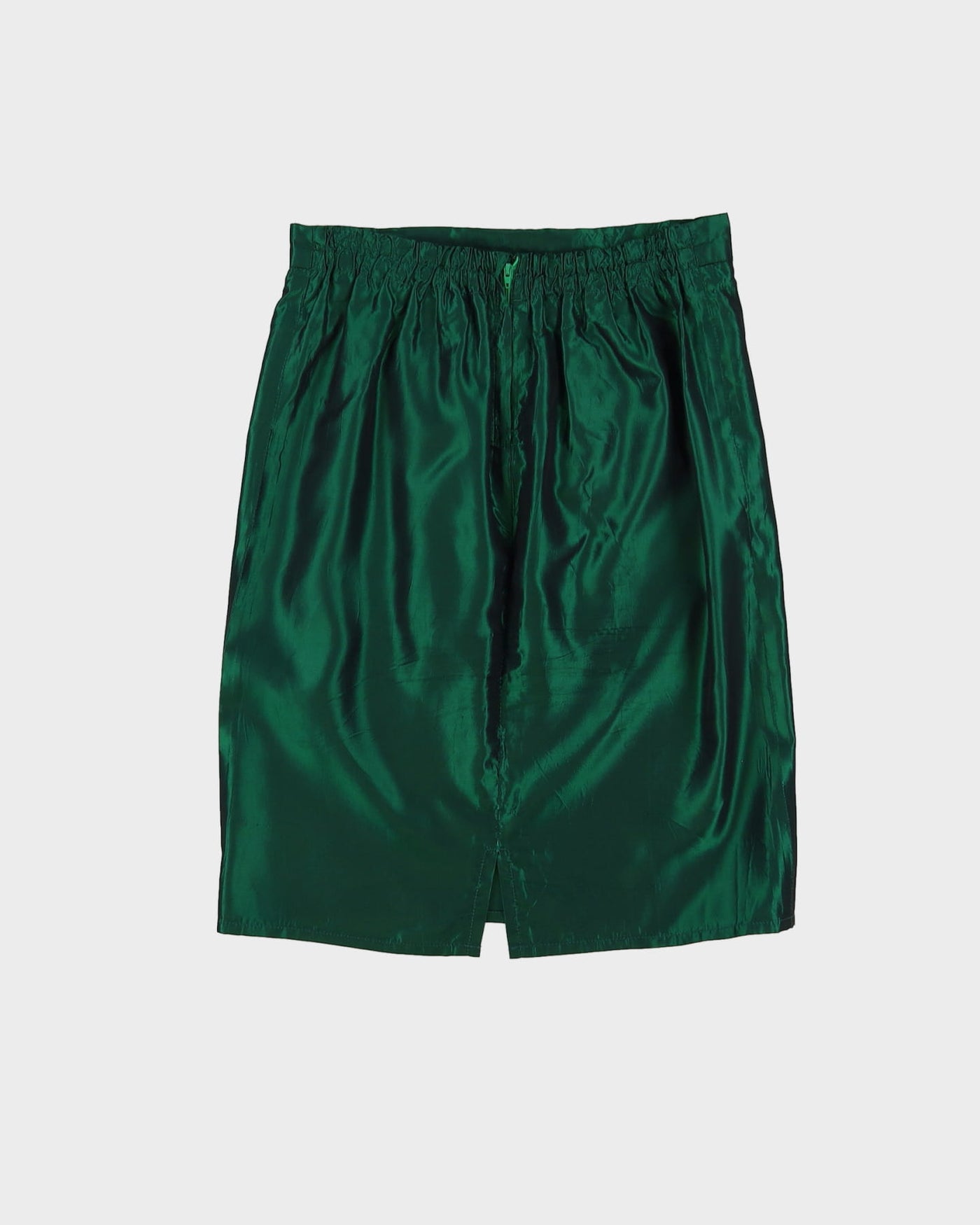 Vintage 1990s Green Satin Pencil Skirt - S