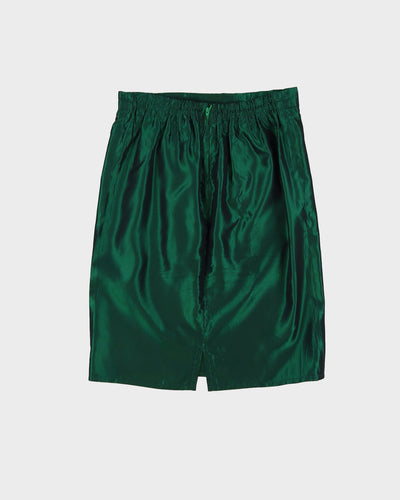 Vintage 1990s Green Satin Pencil Skirt - S