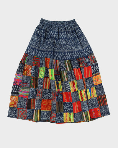 Vintage 1990s Patchwork Midi Skirt - S