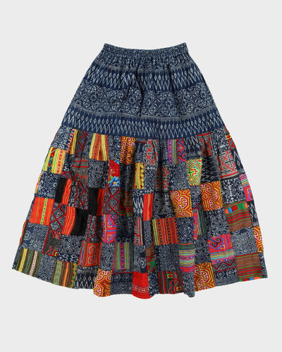 Vintage 1990s Patchwork Midi Skirt - S