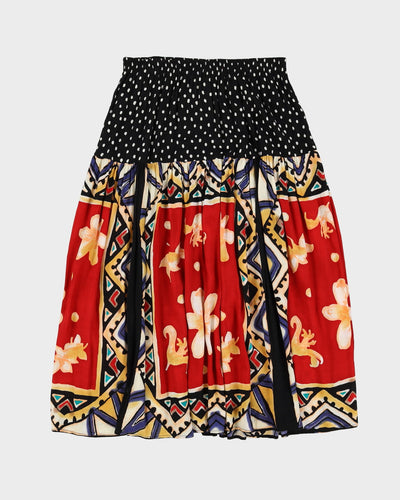 Vintage 1990s Patterned Maxi Skirt - M
