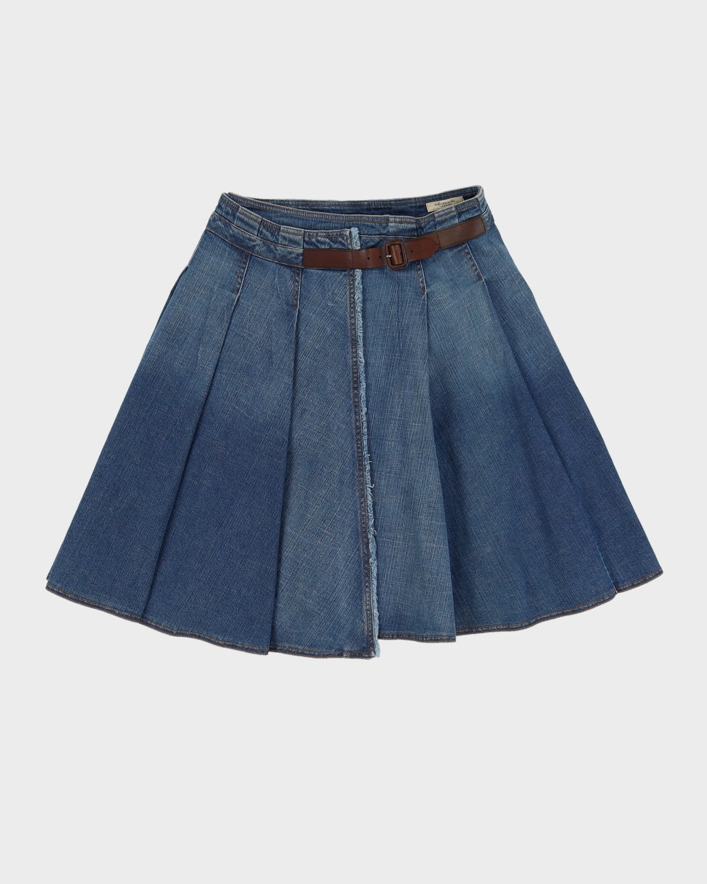 Burberry London Blue Denim Kilt Style Skirt - S