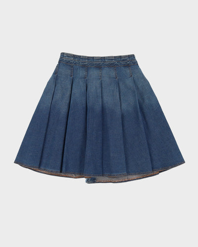 Burberry London Blue Denim Kilt Style Skirt - S