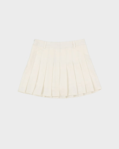 White Pleated Tennis Mini Skirt - S