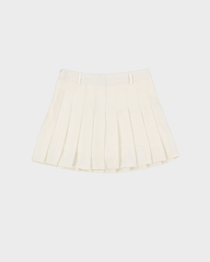White Pleated Tennis Mini Skirt - S
