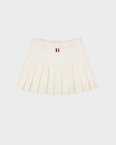 White Pleated Tennis Mini Skirt - S