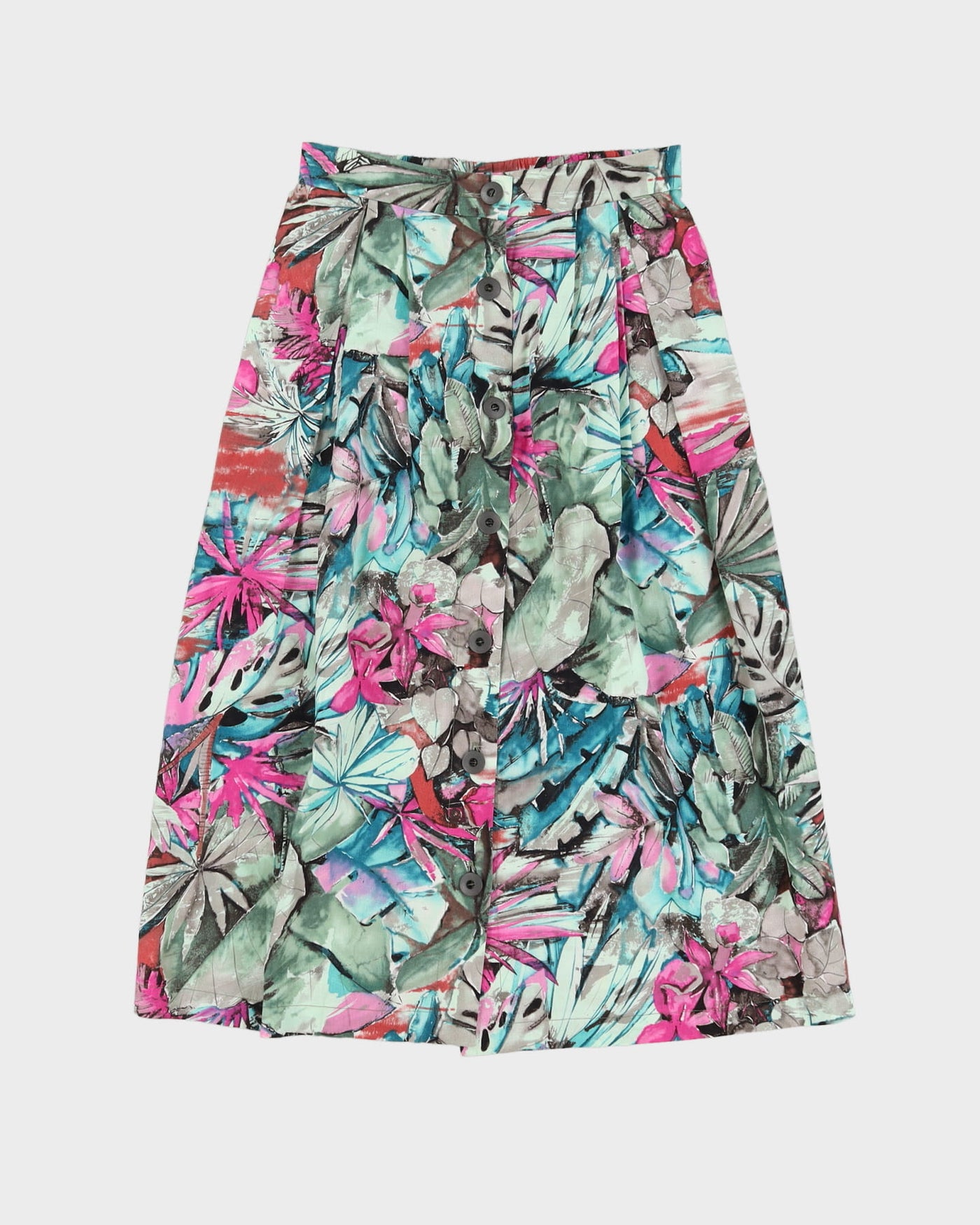 Vintage 1990s Aqua Green Patterned Midi Skirt - S