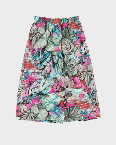 Vintage 1990s Aqua Green Patterned Midi Skirt - S