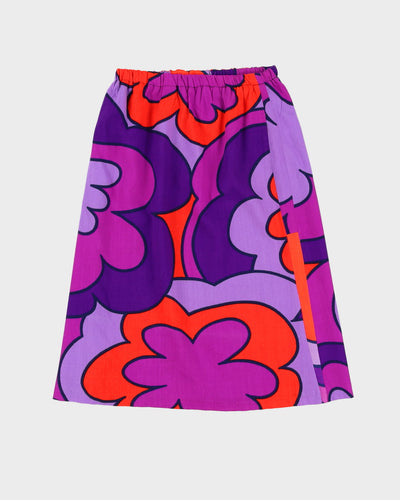 Vintage 1970s Purple Patterned Pencil Skirt - S