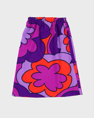 Vintage 1970s Purple Patterned Pencil Skirt - S