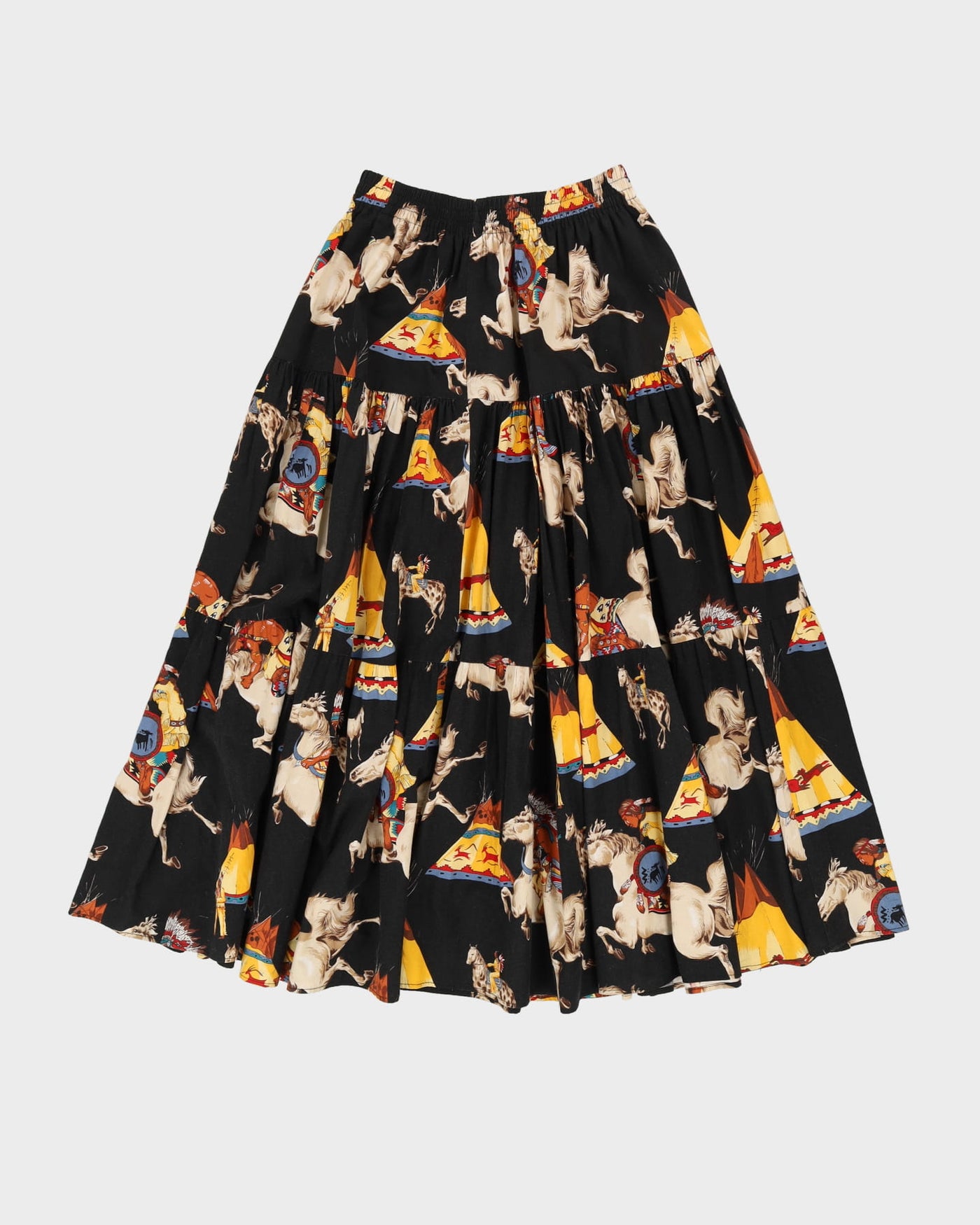Y2K 00s Horses Patterned Midi Skirt - S / M