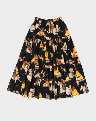 Y2K 00s Horses Patterned Midi Skirt - S / M