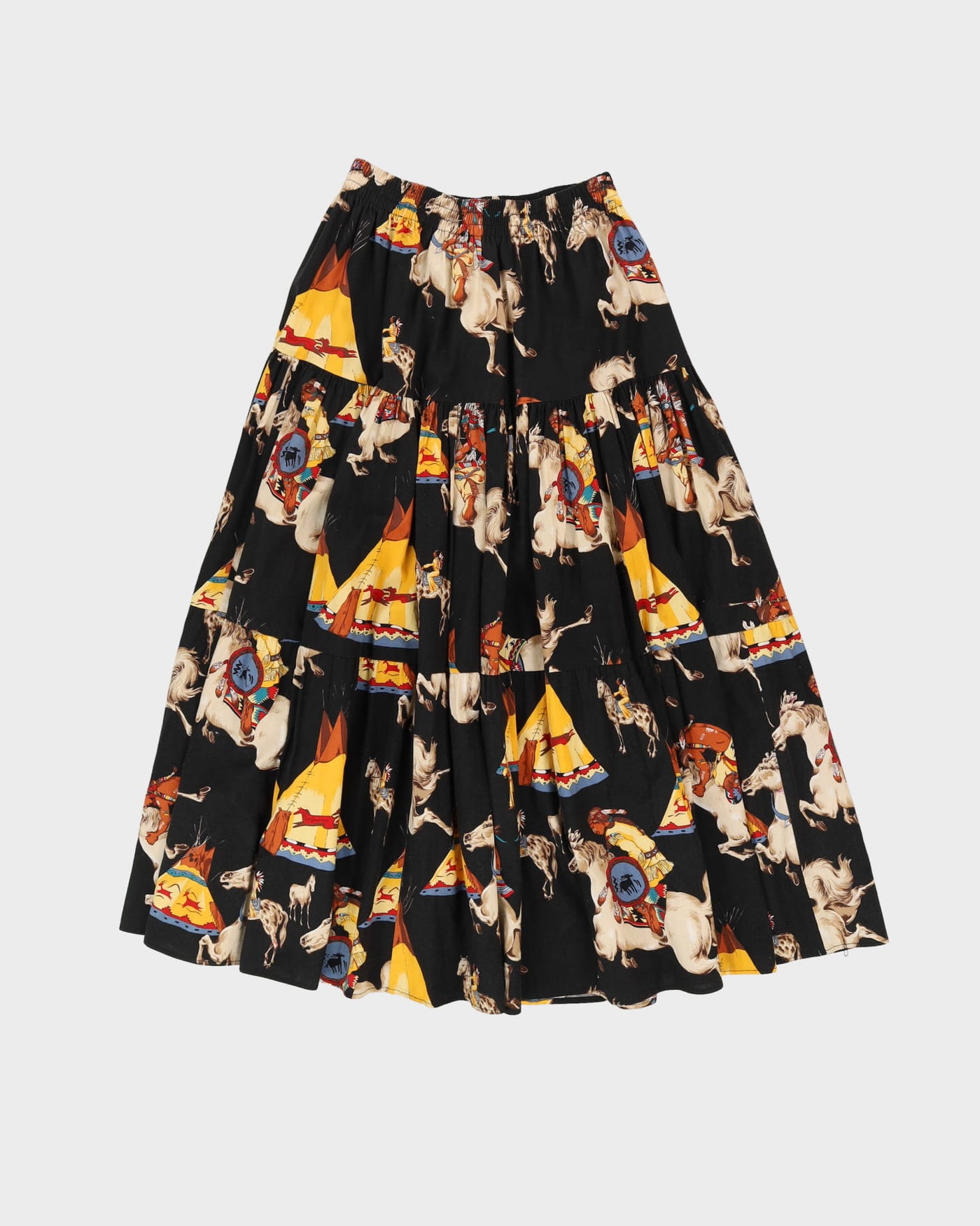 Y2K 00s Horses Patterned Midi Skirt - S / M