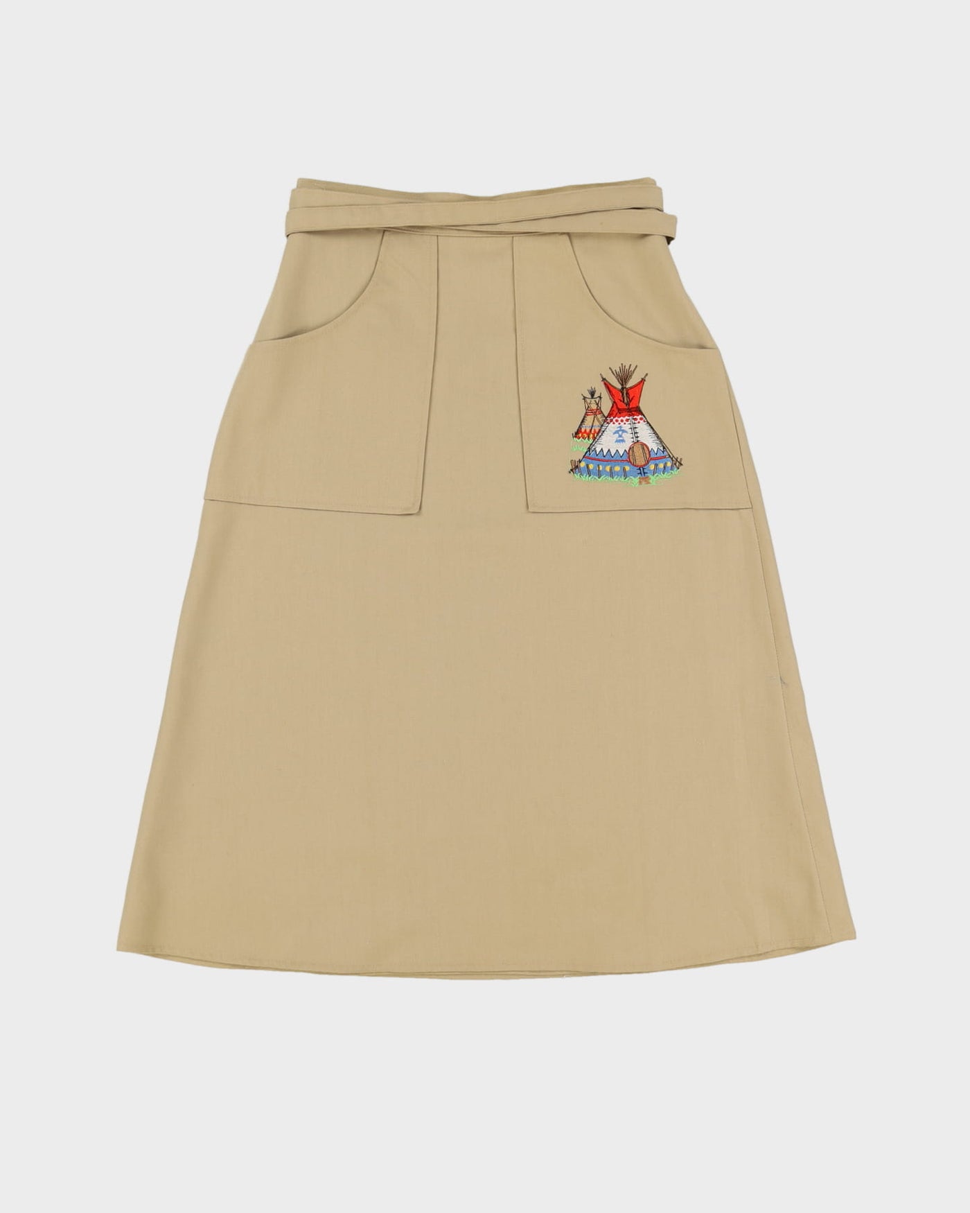 Vintage 1970s Beige Wrap Skirt - S