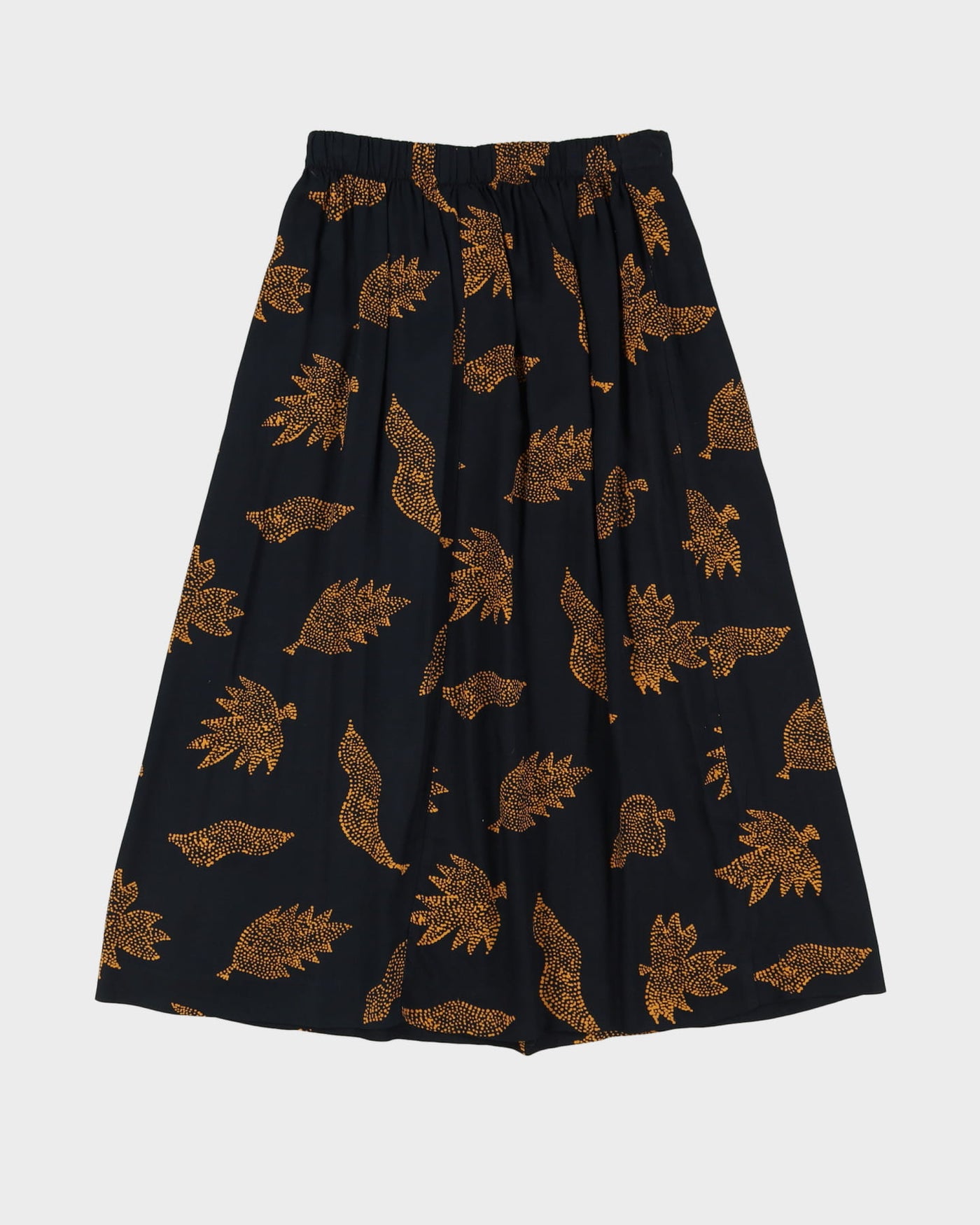 00s Black Patterned Pleated Skirt - S