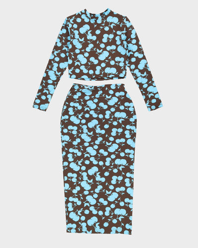 Rokit Originals Blue / Brown Patterned Monica Skirt - S
