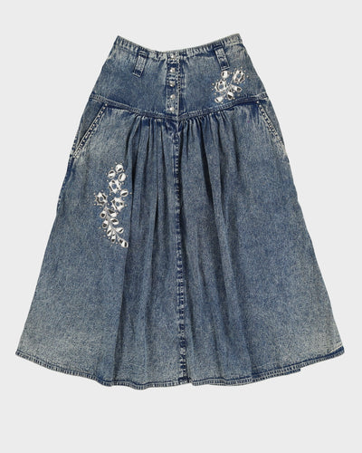 Vintage 1990s Stonewash Embellished Skirt - S