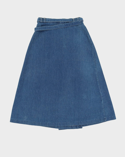Vintage 1970s Denim Wrap Skirt - XS