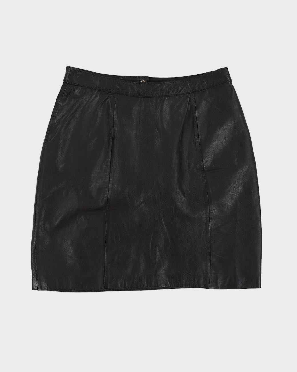 Black Leather Mini Skirt - S