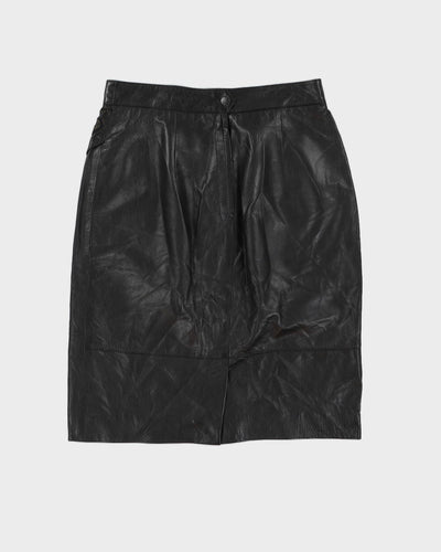 Black Leather Mini Skirt - S