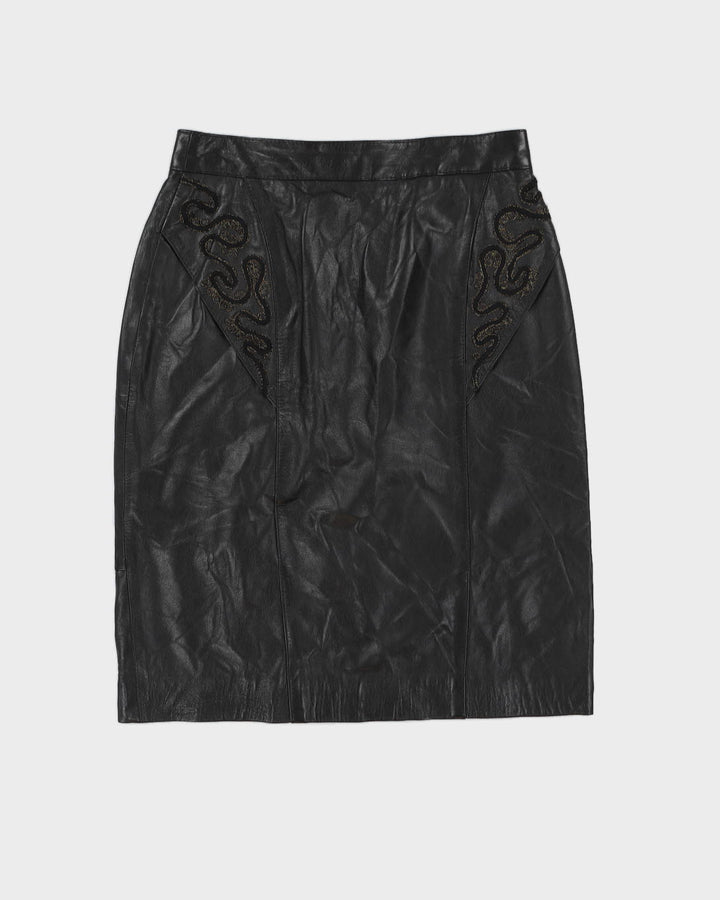 Black Leather Mini Skirt - S
