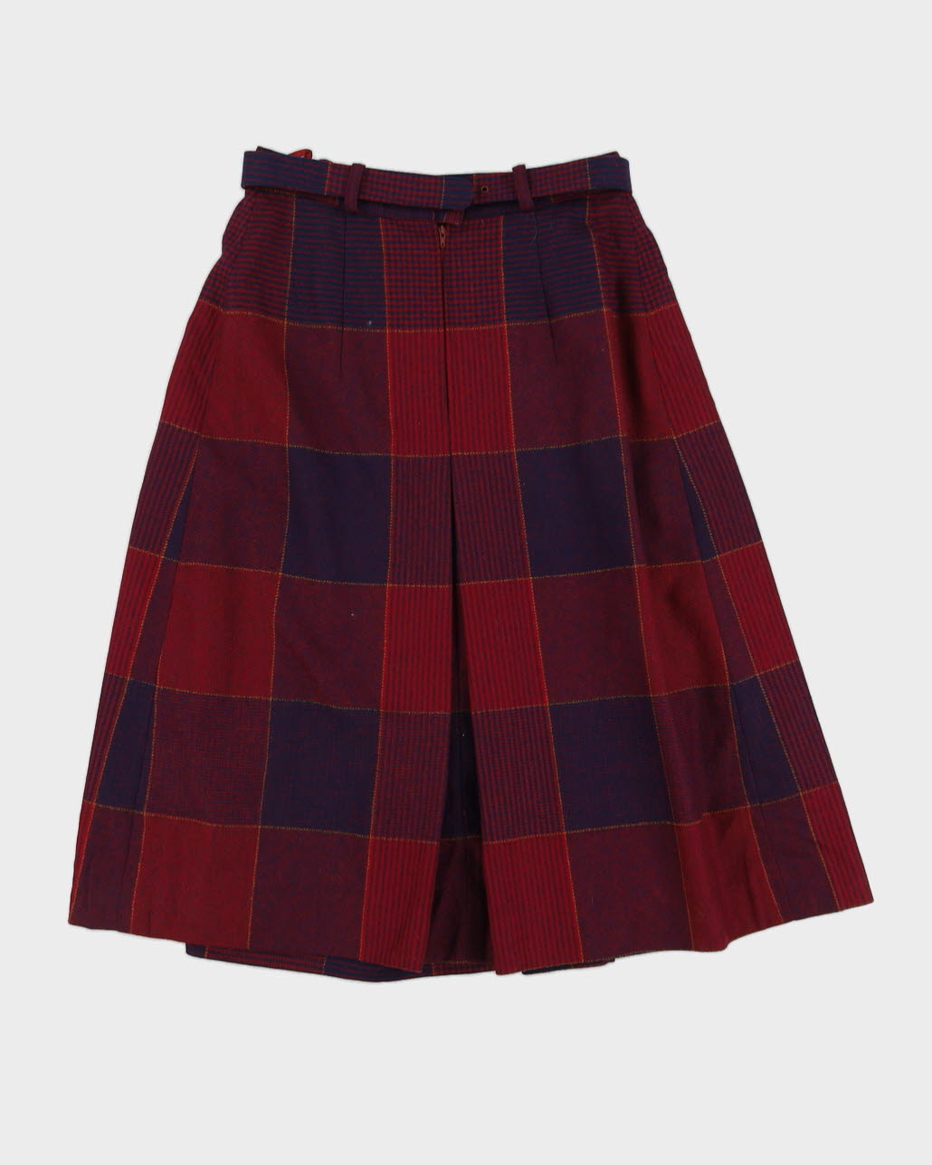 Purple And Blue Checked Wool Skirt - S