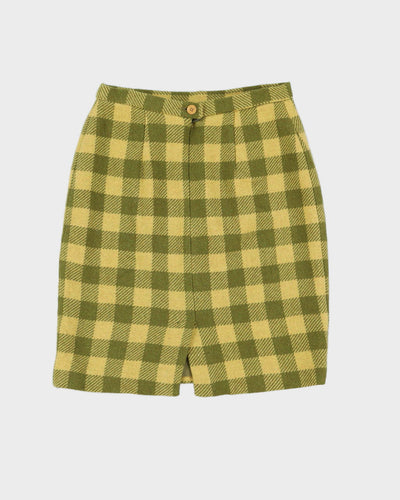 Green And Yellow Checked Pencil Skirt - S