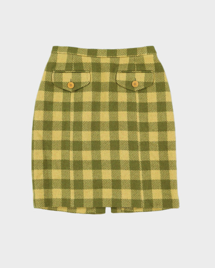 Green And Yellow Checked Pencil Skirt - S