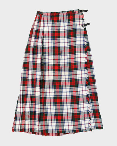 White Tartan Checked Kilt Maxi Skirt - S