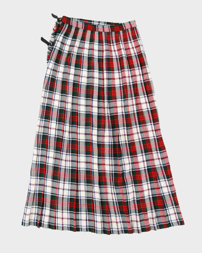 White Tartan Checked Kilt Maxi Skirt - S