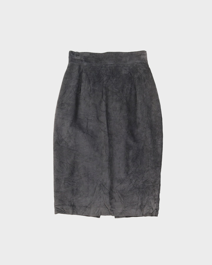 Grey Suede Pencil Skirt - XS