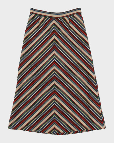 Vintage 1970s A-Line Chevron Stripe Skirt - M