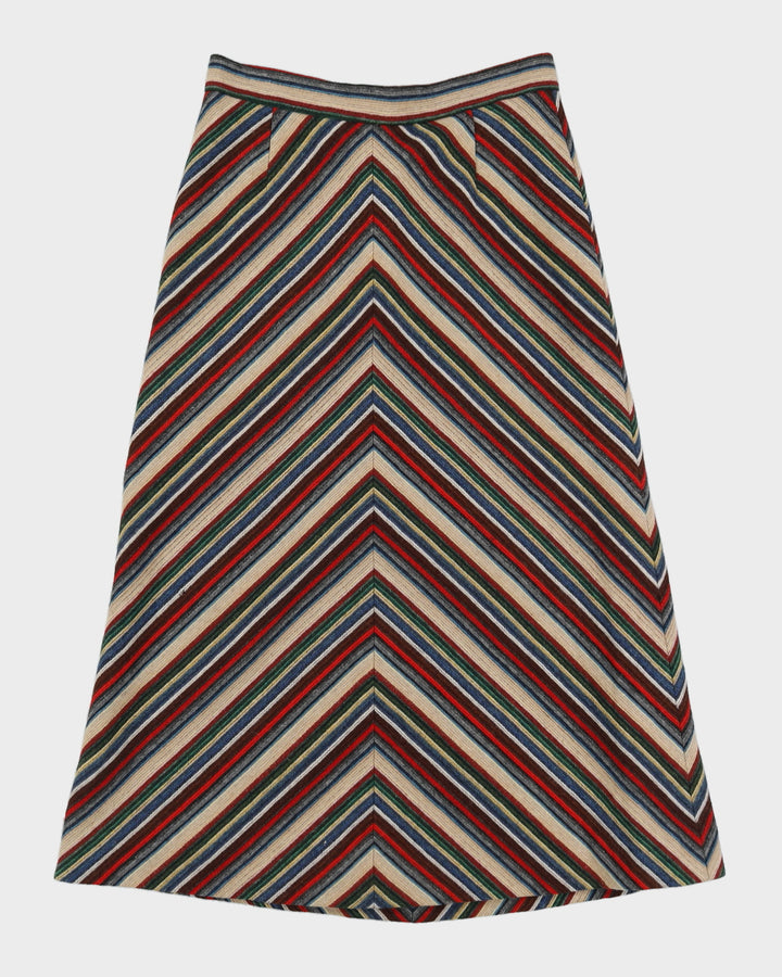 Vintage 1970s A-Line Chevron Stripe Skirt - M