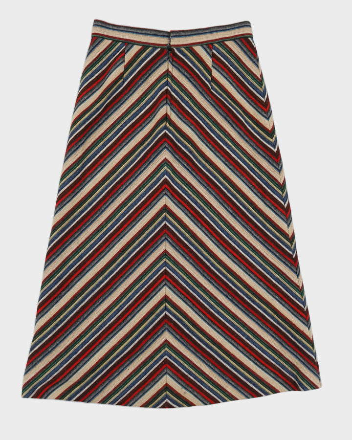 Vintage 1970s A-Line Chevron Stripe Skirt - M