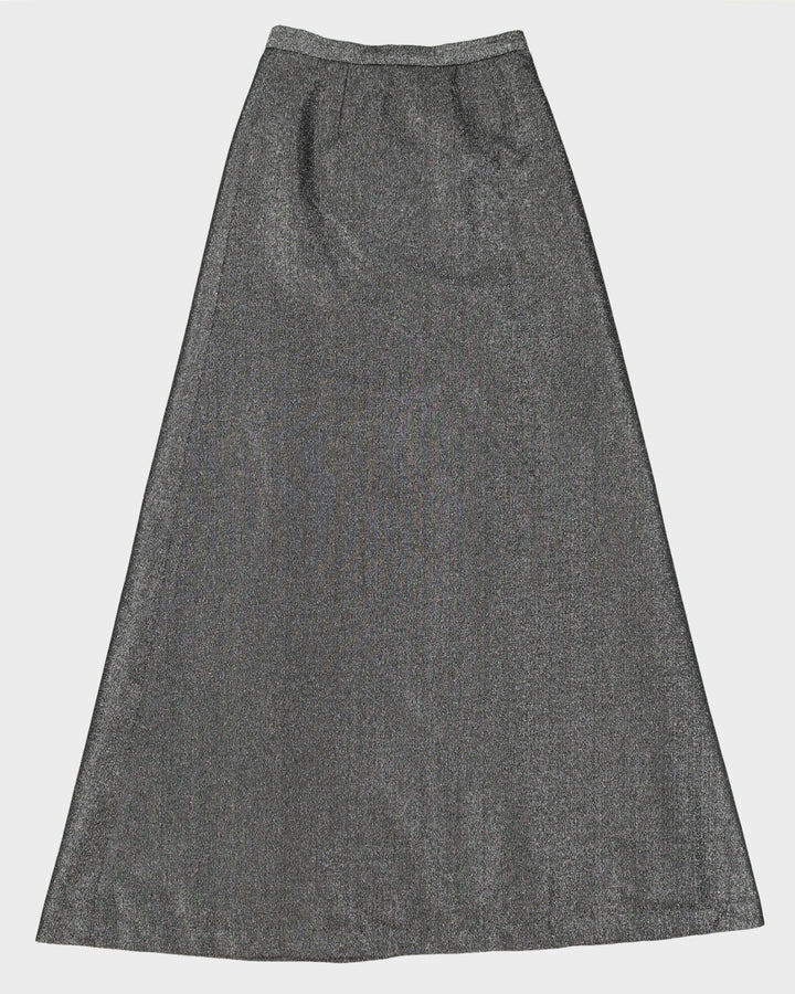 Vintage 1970s Black Lurex Maxi Skirt - S