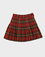 Red And Green Checked Pleated Skirt - M