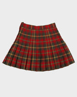 Red And Green Checked Pleated Skirt - M