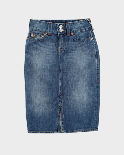 00s Y2K True Religion Blue Denim Skirt - W26