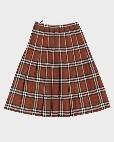 Vintage Plaid Wool Brown Skirt - S