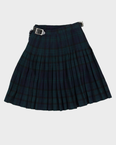 Vintage 1960s Plaid Wool Mini Skirt - XXS
