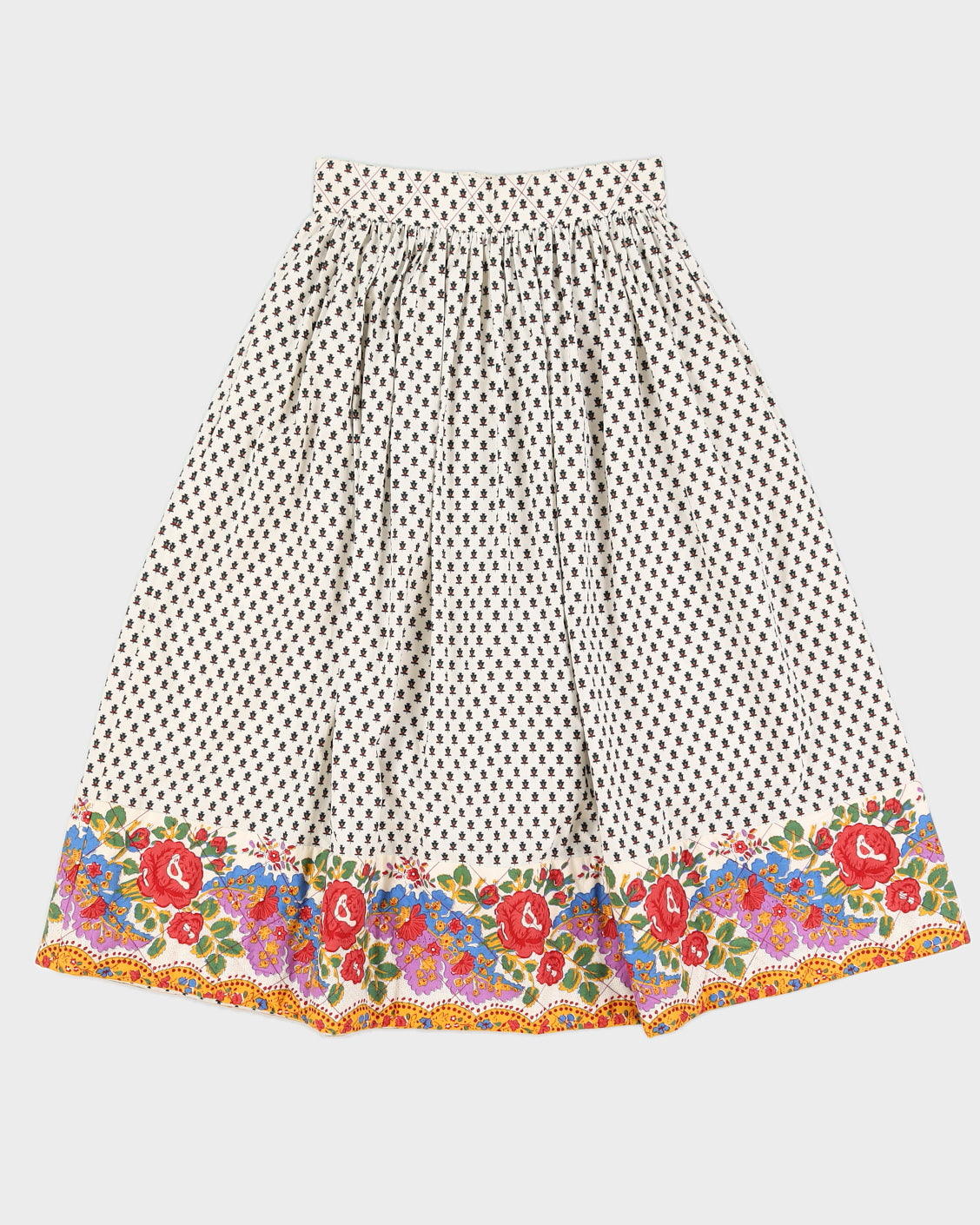 Vintage 70s/80s Charles Demery French Folk Pattern Cotton Skirt - S