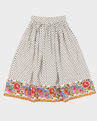 Vintage 70s/80s Charles Demery French Folk Pattern Cotton Skirt - S