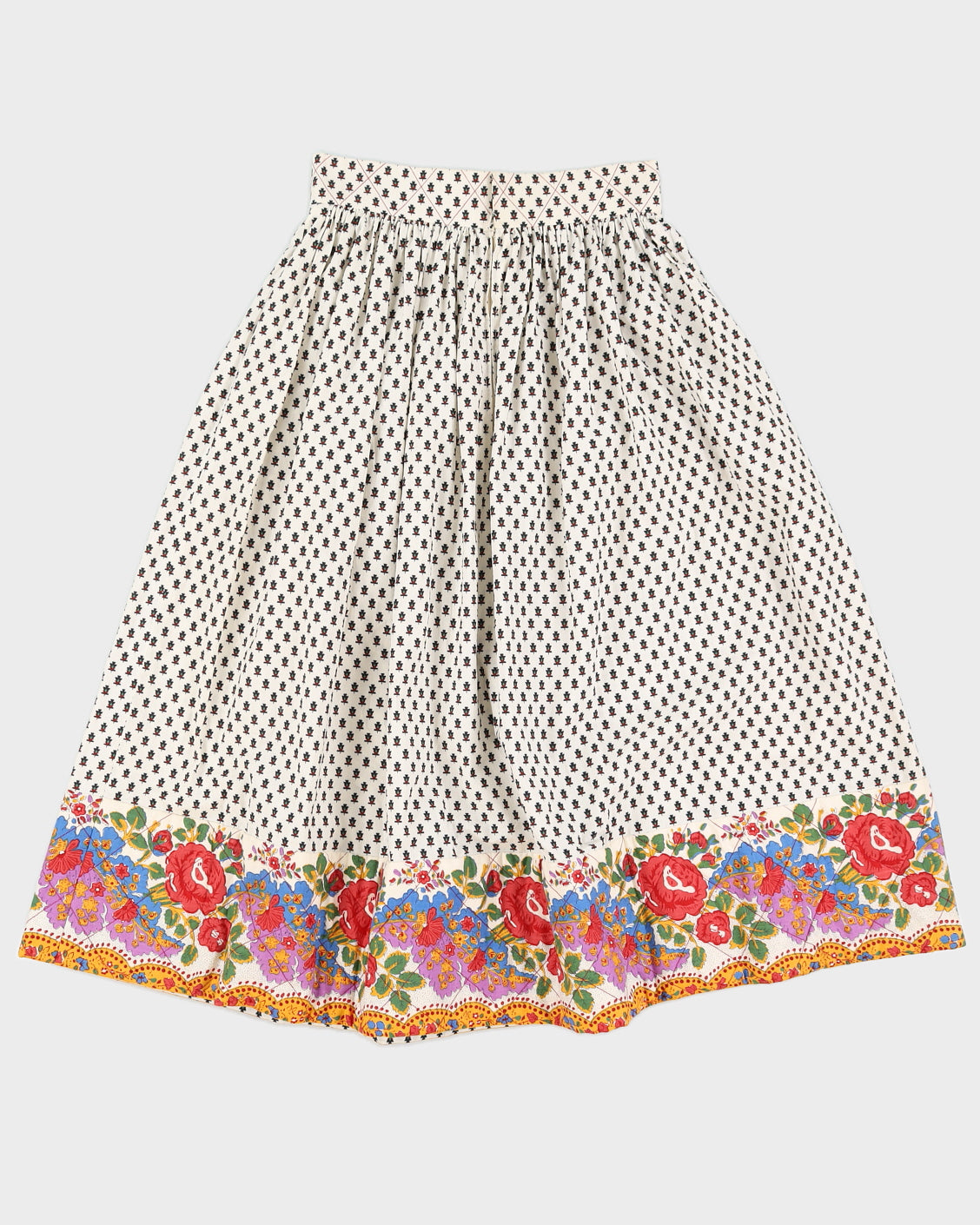 Vintage 70s/80s Charles Demery French Folk Pattern Cotton Skirt - S